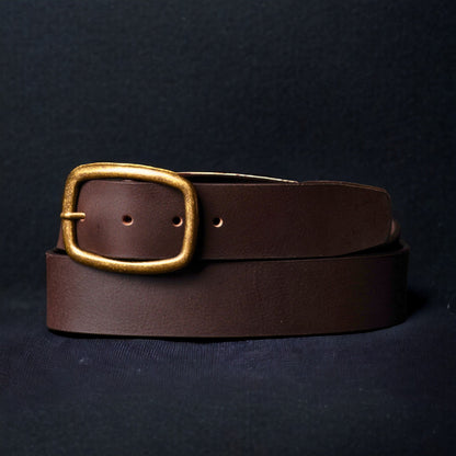 Amara - Black Leather Dress Belt with Gold Buckle - Made in Canada