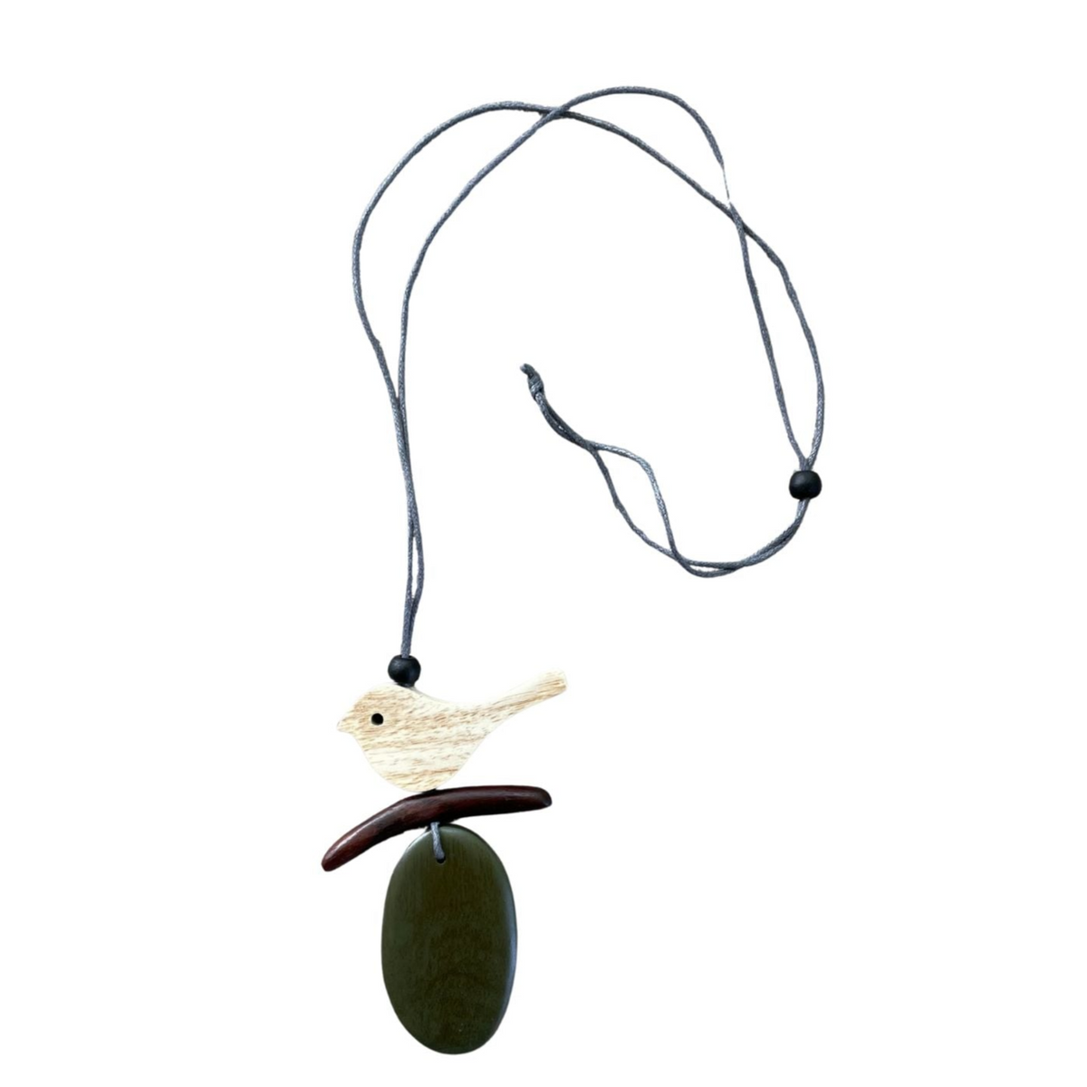 Collier Oiseau en bois sur une branche