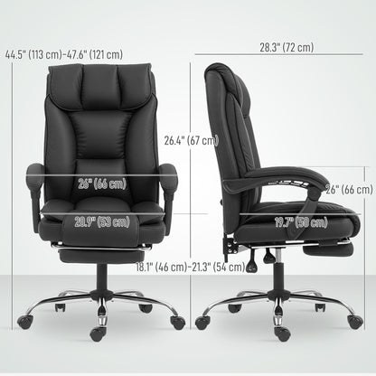 Fauteuil de bureau ergonomique Alexis avec cuir adapté aux animaux de compagnie, repose-pieds et dossier inclinable pivotant - Noir