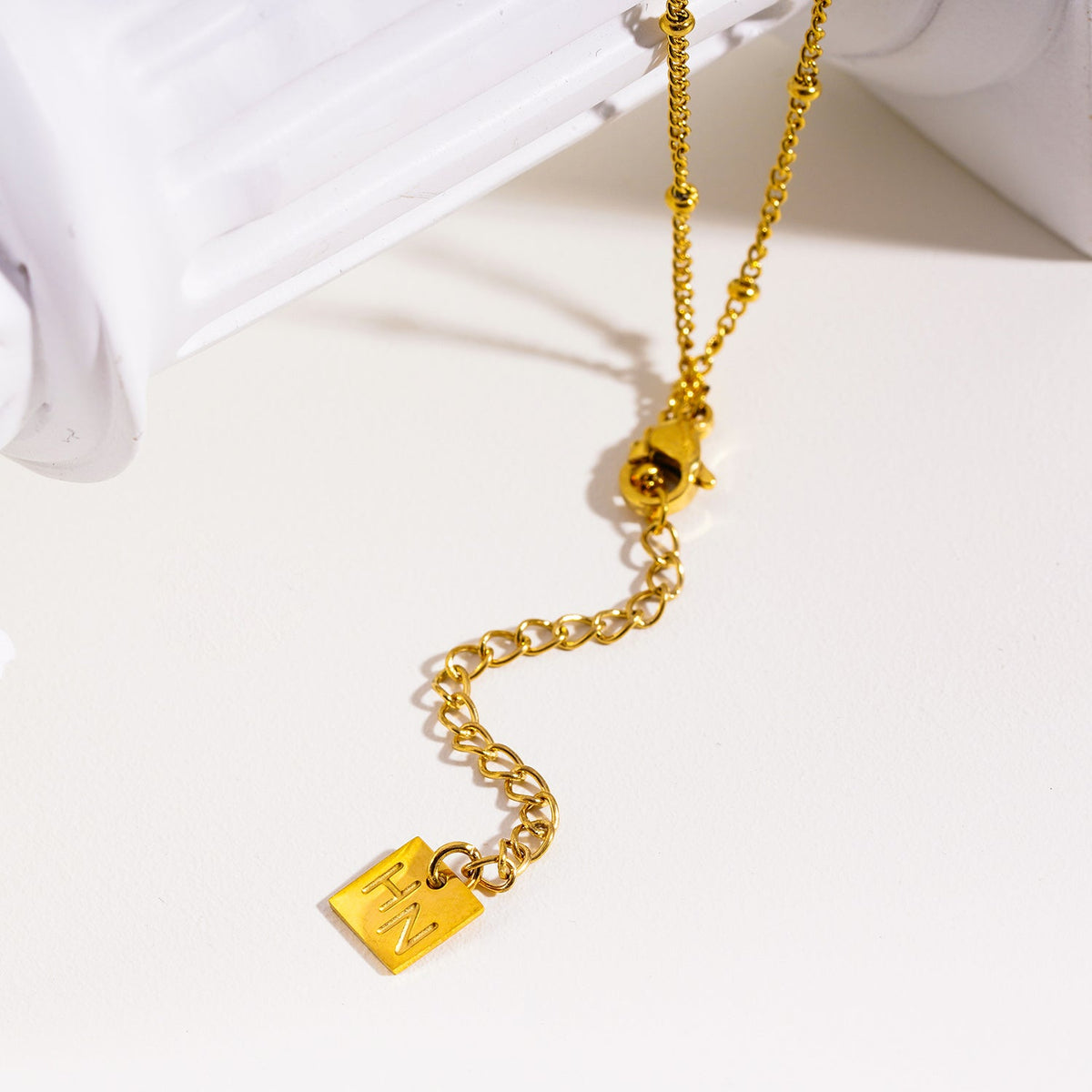 VILJA: Gilded Harmony Chain Necklace with Gold Beads and Freshwater Pearls