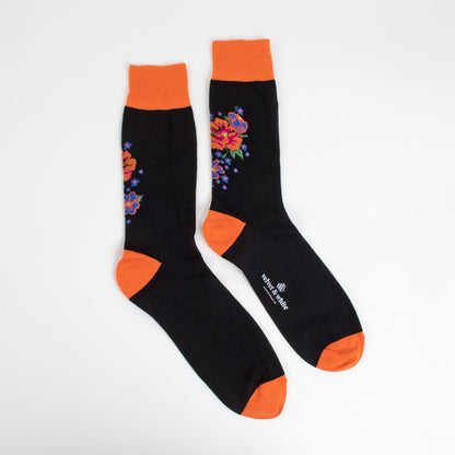 Imprimé floral orange et noir