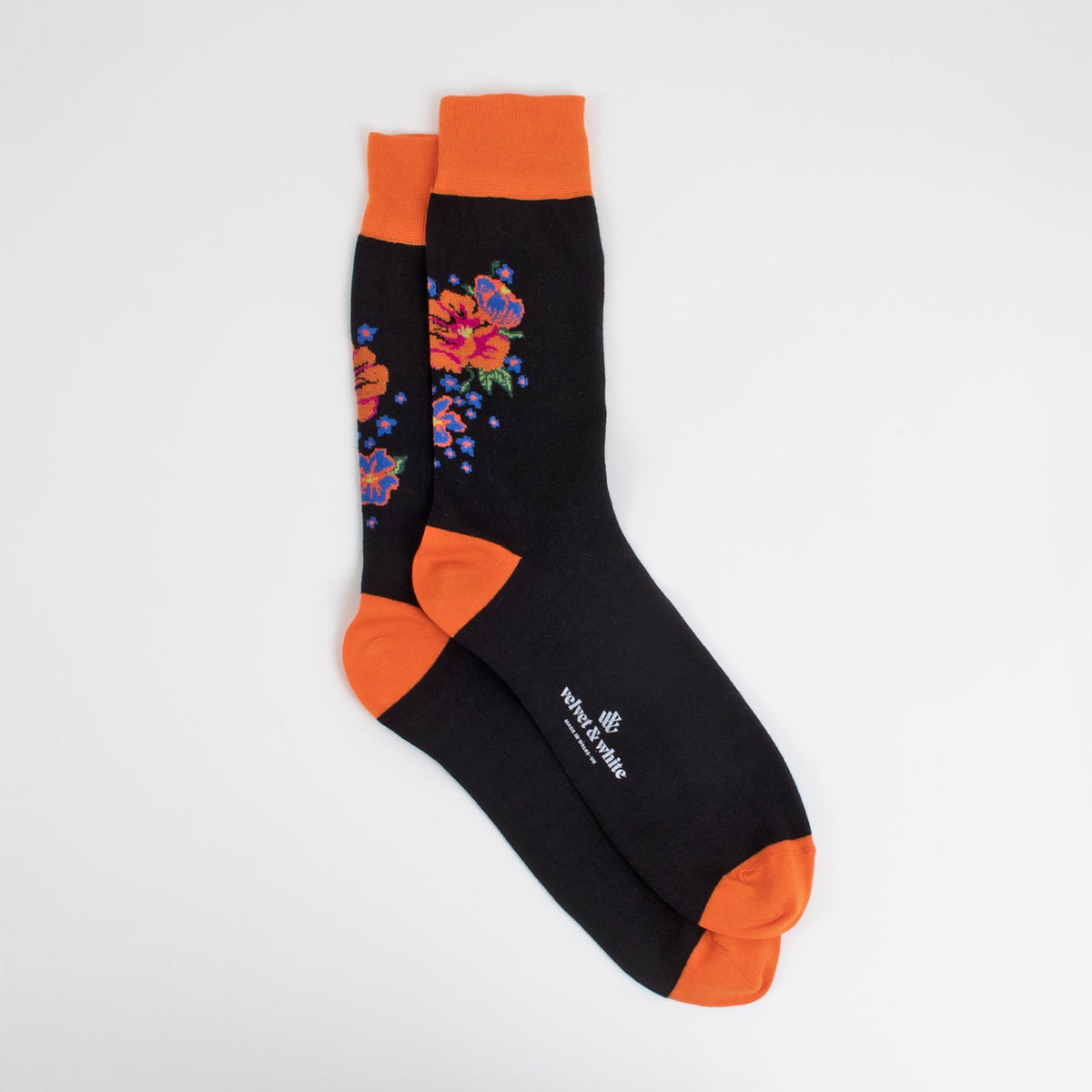 Imprimé floral orange et noir