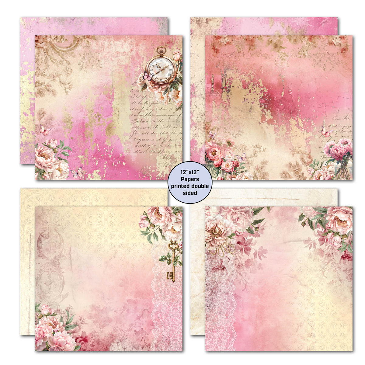 3Quarter Designs Papier et Découpes 12x12 Pivoines Épanouies