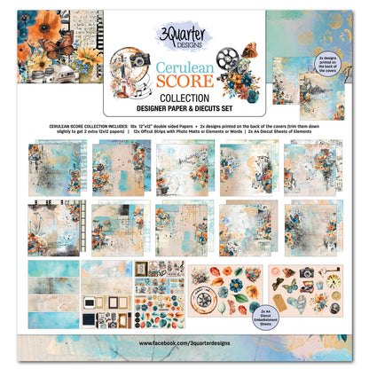 3Quarter Designs Cerulean Score Set de Papier Design 30x30cm et Découpes