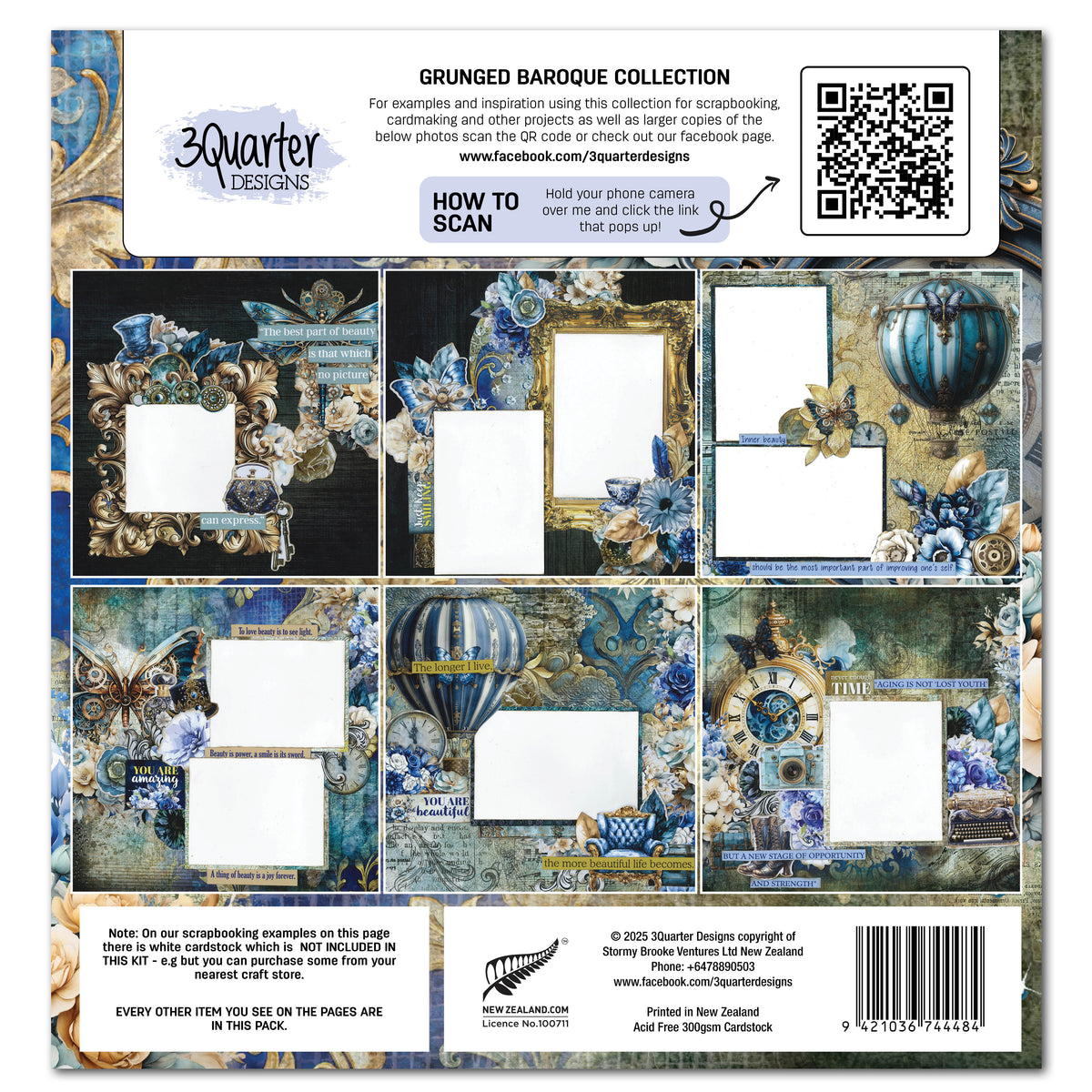 Set de papier et de découpes Grunged Baroque 12x12 3Quarter Designs
