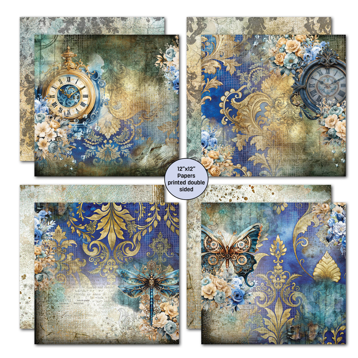 Set de papier et de découpes Grunged Baroque 12x12 3Quarter Designs