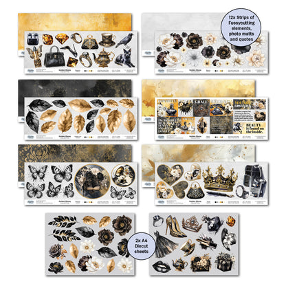 3Quarter Designs Golden Ebony Lot de papiers design et de découpes 30x30 cm