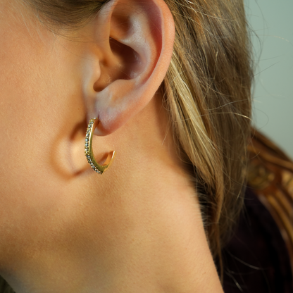 WISHAW: Pentagon-Shaped Circle Hoop Earrings with Dazzling Pavé Zirconia Gemstones