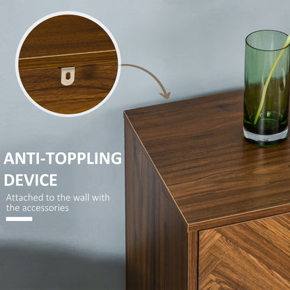 Erik Nightstand with 2 Drawers and Steel Legs-Walnut Brown