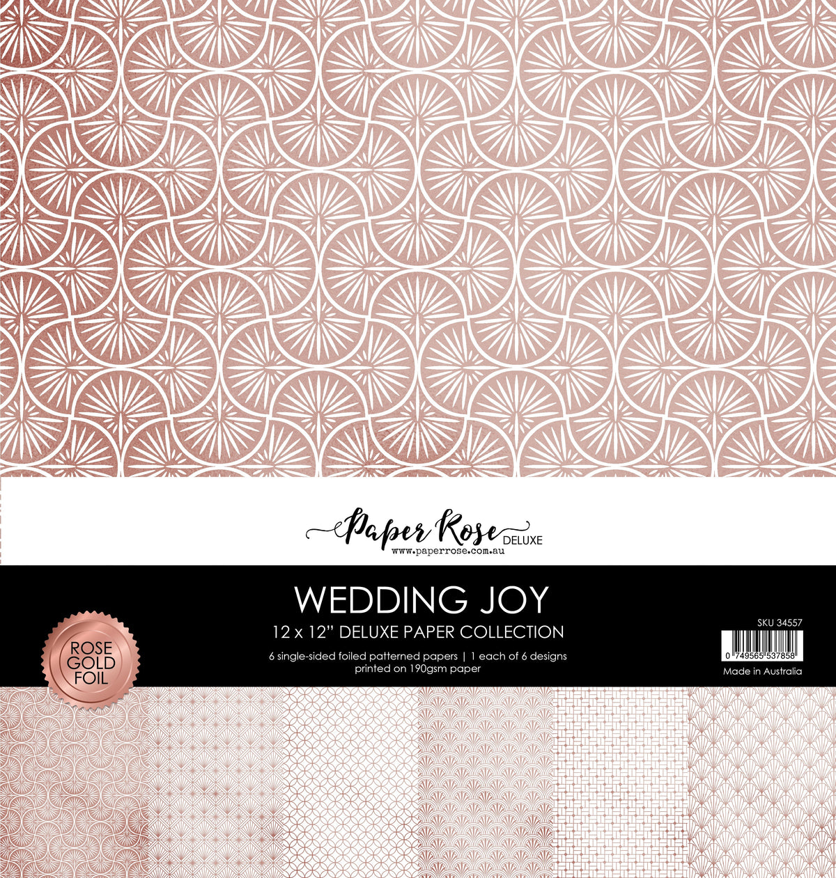 Collection de papiers Feuille d'Or Rose Mariage Joie 30x30 cm 34557