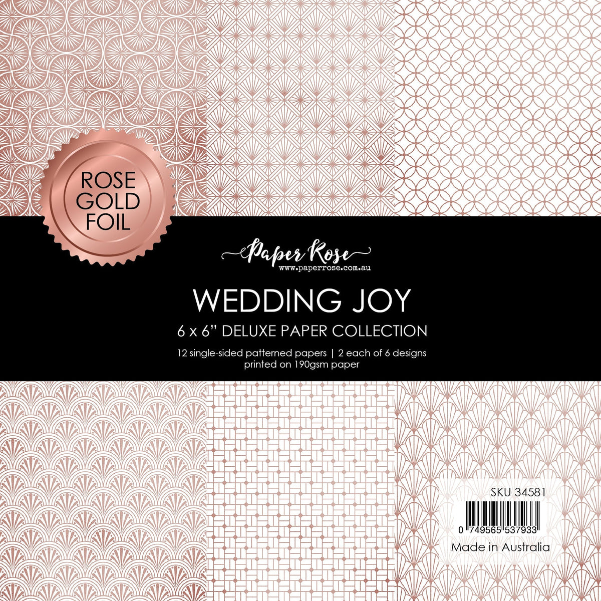 Collection de papiers "Wedding Joy" or rose métallique 6x6 34581