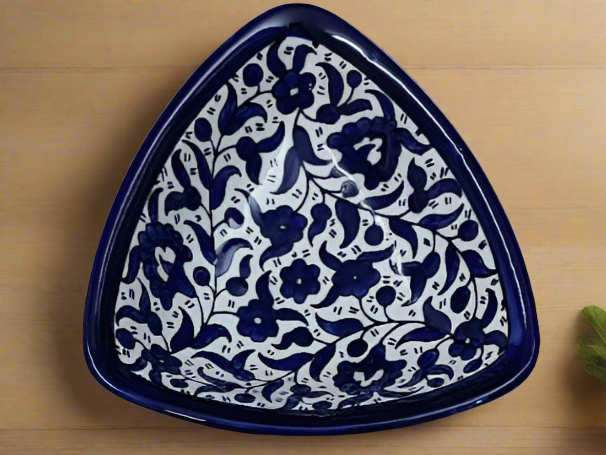 Plat Apéritif en Céramique Fait Main – Assiette de Service 18 cm | Motifs Marocains et Floraux