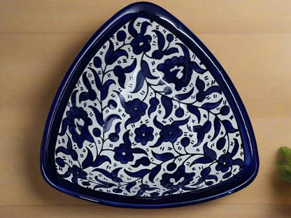 Plat Apéritif en Céramique Fait Main – Assiette de Service 18 cm | Motifs Marocains et Floraux
