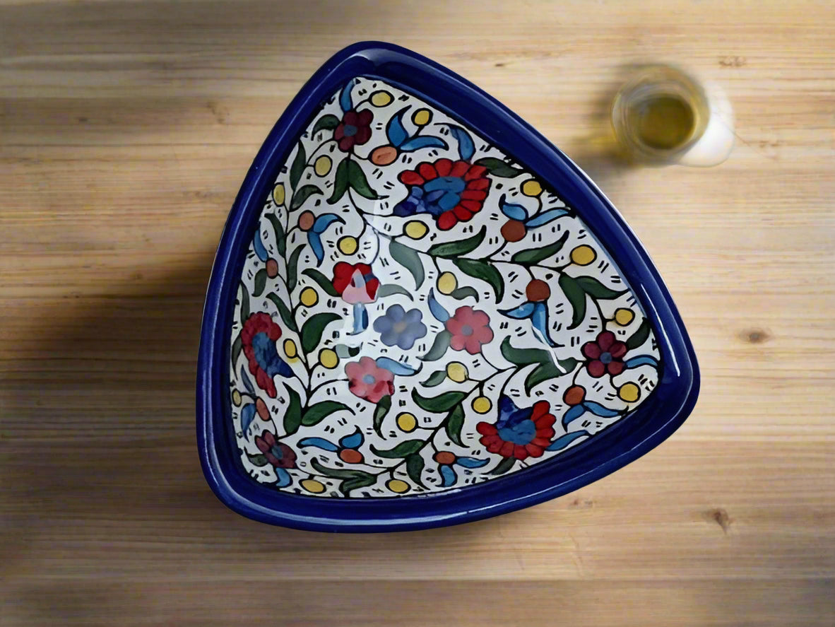 Plat Apéritif en Céramique Fait Main – Assiette de Service 18 cm | Motifs Marocains et Floraux