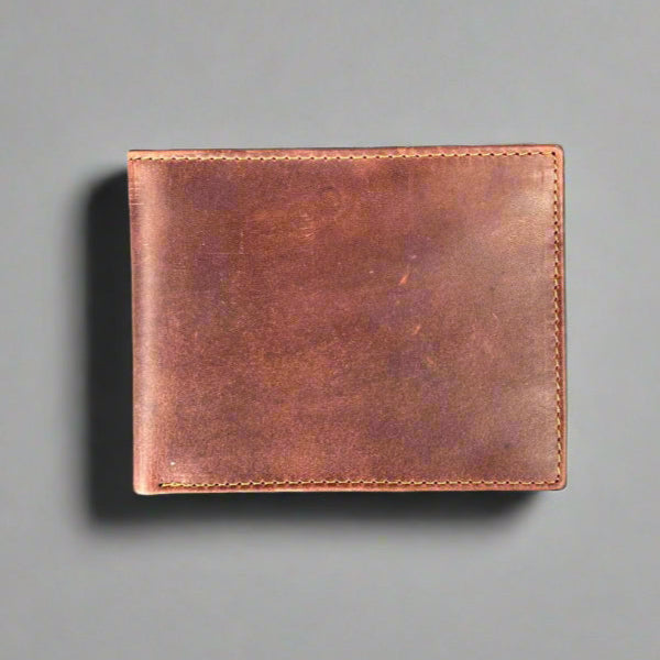 Portefeuille fin à deux volets en cuir de vachette pour homme