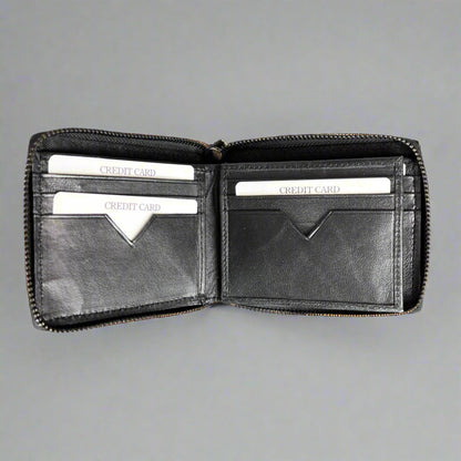 Portefeuille en cuir pour hommes Greenwood. Portefeuille zippé avec protection RFID premium