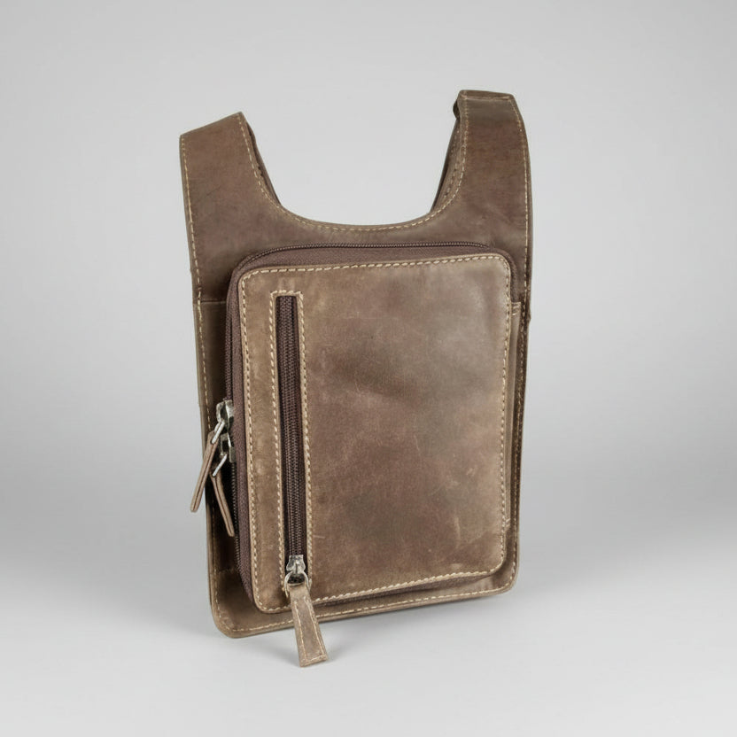 JBG Slim RFID Leather Crossbody Organizer Bag. Anti-Theft Travel Purse
