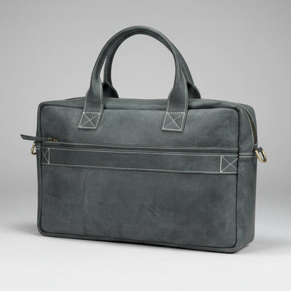 Buffalo Leather Laptop Bag 17". Travel Briefcase with Luggage Sleeve