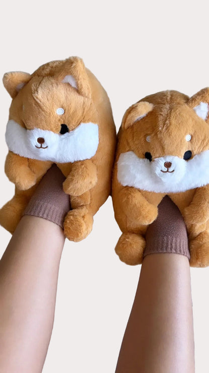 Chaussons animaux en peluche