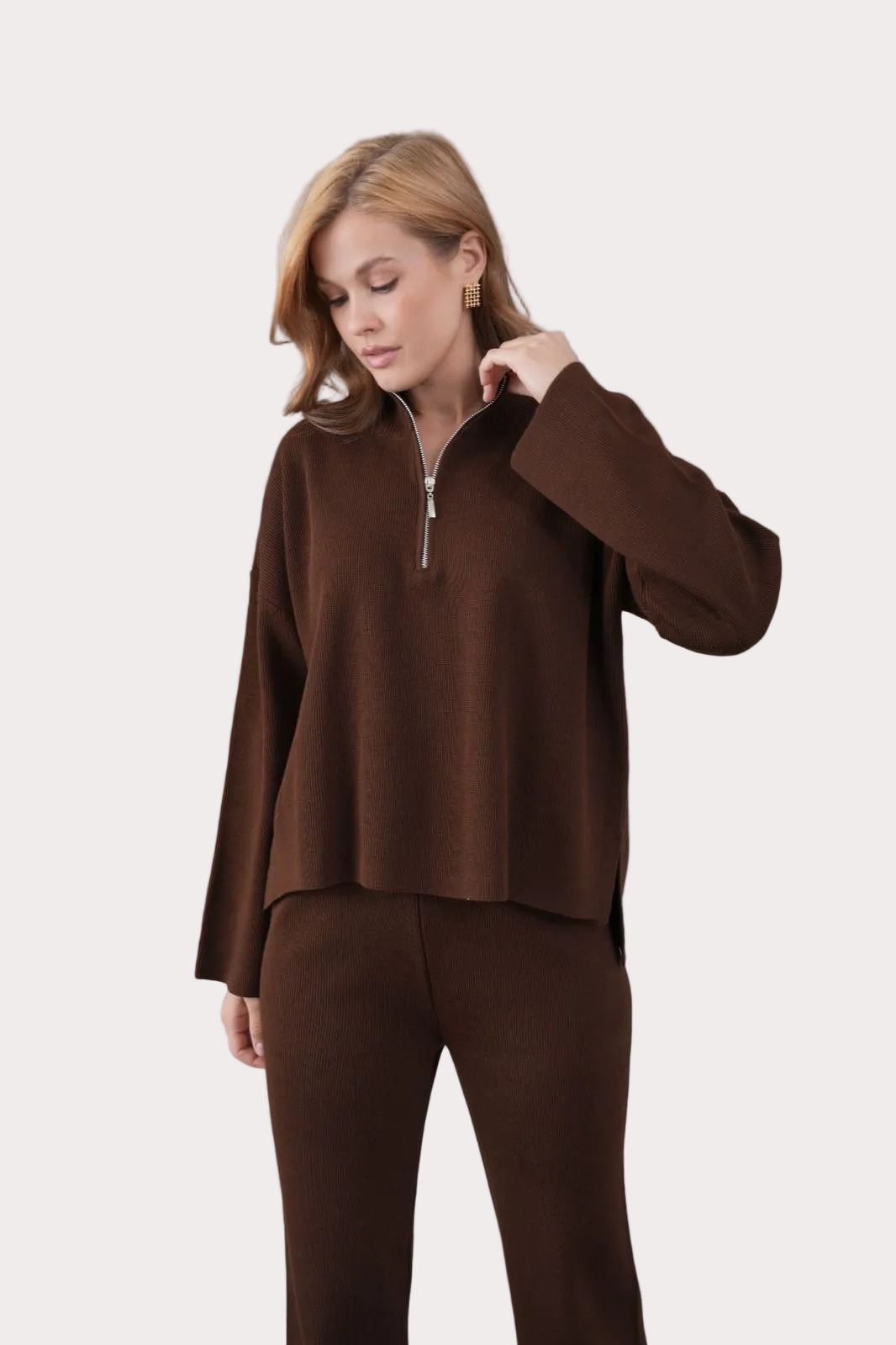 Ensemble en maille marron chocolat