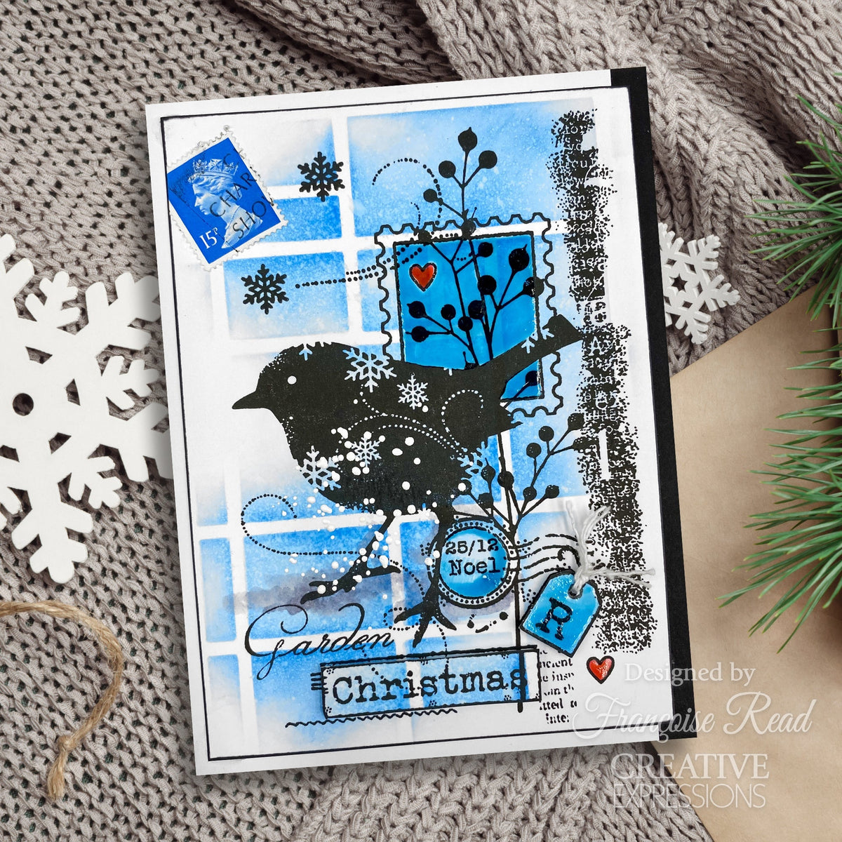 Tampon Woodware Clear Singles Étiquettes de Noël Scrapbooking 3 po x 4 po