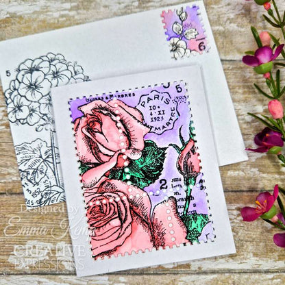 Woodware Clear Singles Mini Geranium 3 in x 4 in Stamp Set