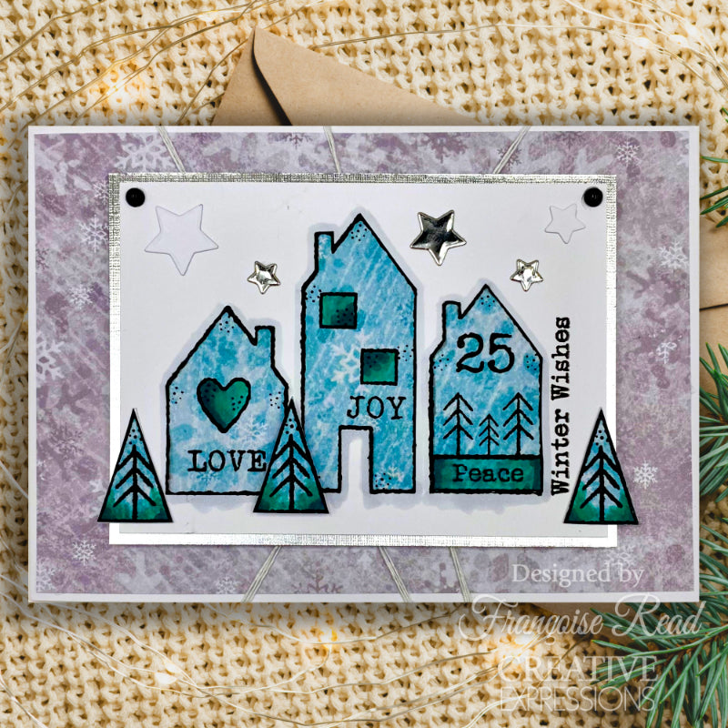 Set de tampons Woodware Clear Singles Nordic Houses 7,6 x 10,2 cm