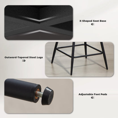 Tabourets de bar Reece 66 cm avec pivot et dossier - Lot de 2 - Gris foncé