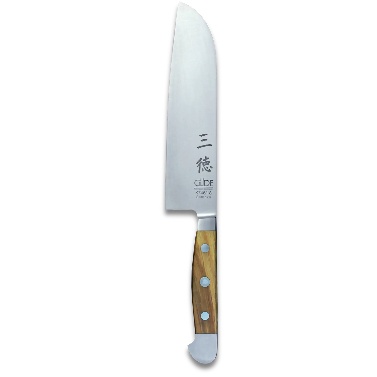 ALPHA OLIVE | Couteau Santoku Lame lisse 18 cm | Acier forgé / Manche en olivier