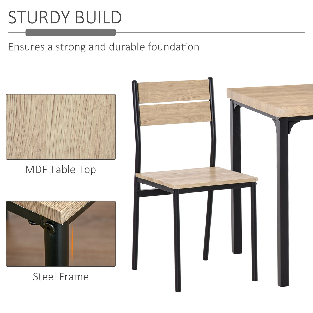 Ensemble de salle à manger 3 pièces Kurt pour petits espaces - Bois naturel