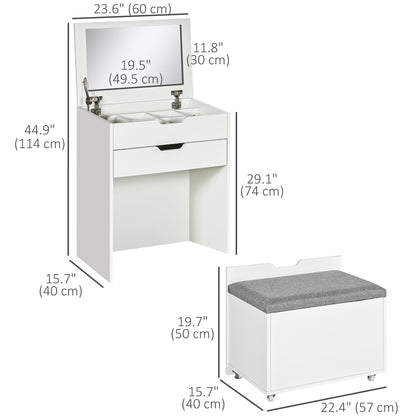 Coiffeuse Alice avec miroir basculant - Blanc