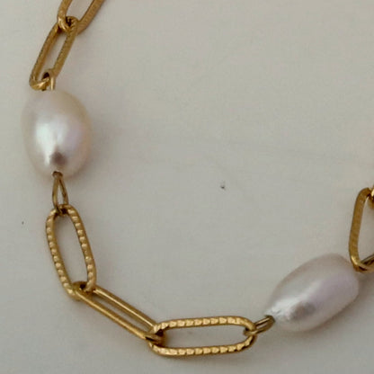 YORK: Collier trio de perles d'eau douce sur une chaîne forçat