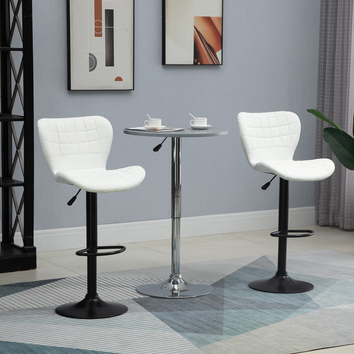 Tabourets de comptoir/bar Avion avec hauteur réglable et pivotant-Lot de 2-Blanc