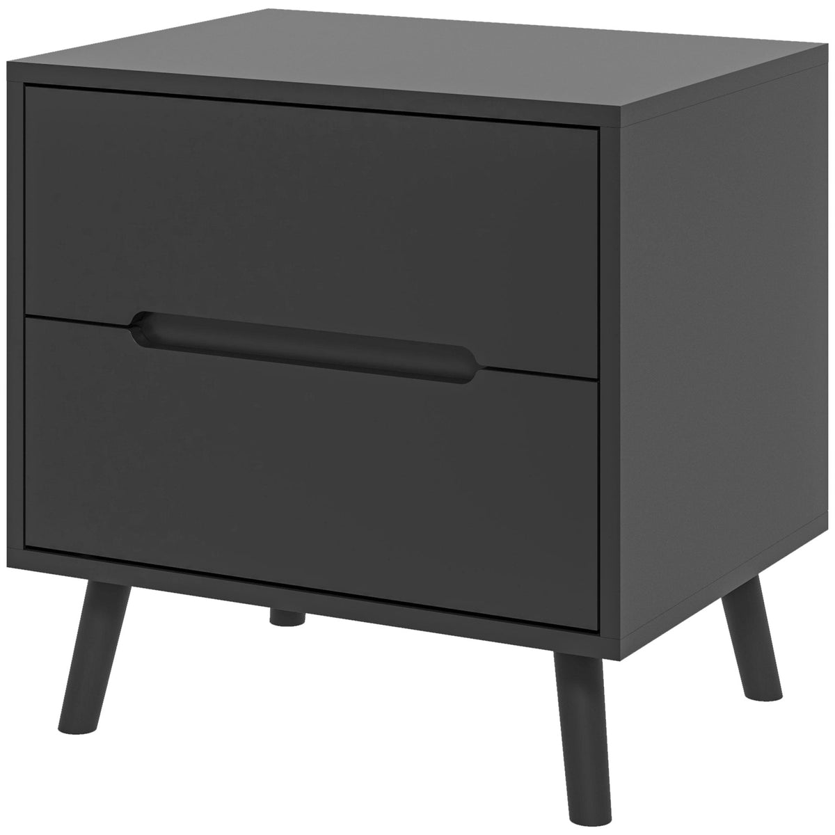 Table de chevet/d'appoint moderne Willow avec 2 tiroirs - Noir