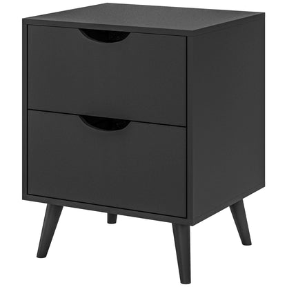 Chevet Jesse 2 tiroirs et pieds en pin-Noir