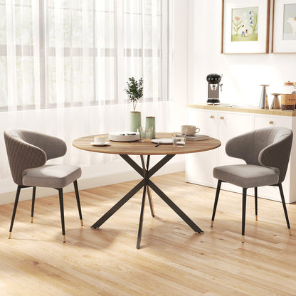Table à manger industrielle ronde Amory 47" avec pieds en acier - Marron foncé/Noir