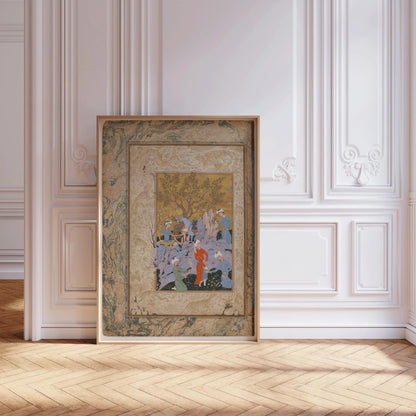 Impression d'art miniature persane : Fauconnerie princière Giclée