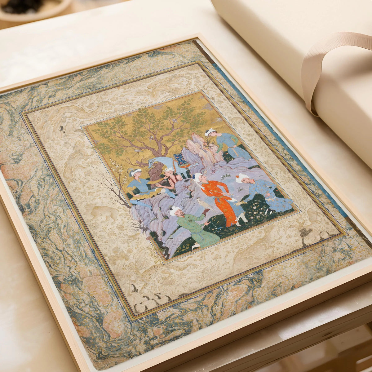 Impression d'art miniature persane : Fauconnerie princière Giclée