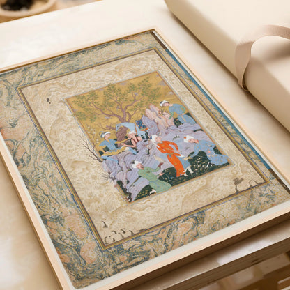 Impression d'art miniature persane : Fauconnerie princière Giclée