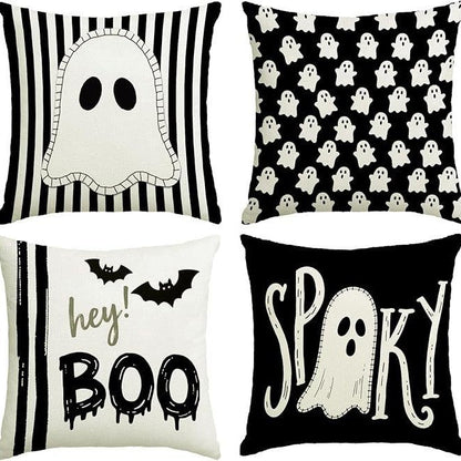 Halloween Funny Ghost Throw Pillow Cover – Decorative 45 x 45 cm Cushion Cover for Sofa, Couch & Home Décor