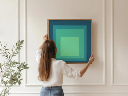 Inspiré par Josef Albers - Sarah - Hommage au Carré Impression Giclée : Art Moderne du Milieu du Siècle