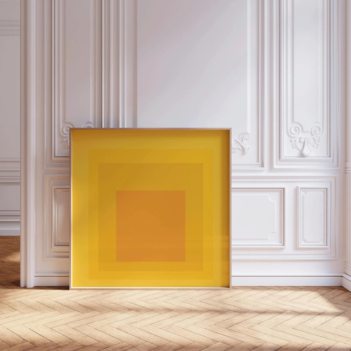 Josef Albers Inspired Taos Giclee Print: Mid-Century Modern Art, 'Homage to the Square' Yellow & Orange