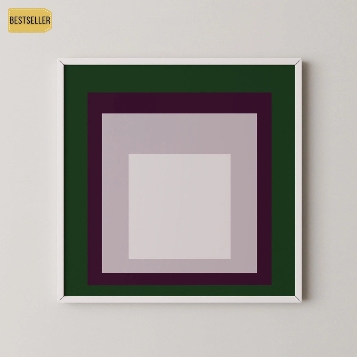Josef Albers Inspired 'Temple' Giclee Print: Mid-Century Modern Art, Green Purple White