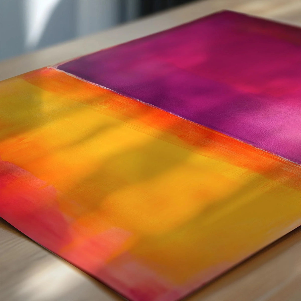 D'après Mark Rothko - Orange et violet (Colour Field : IA) | Art abstrait moderne (Disponible encadré à la main ou sans cadre)