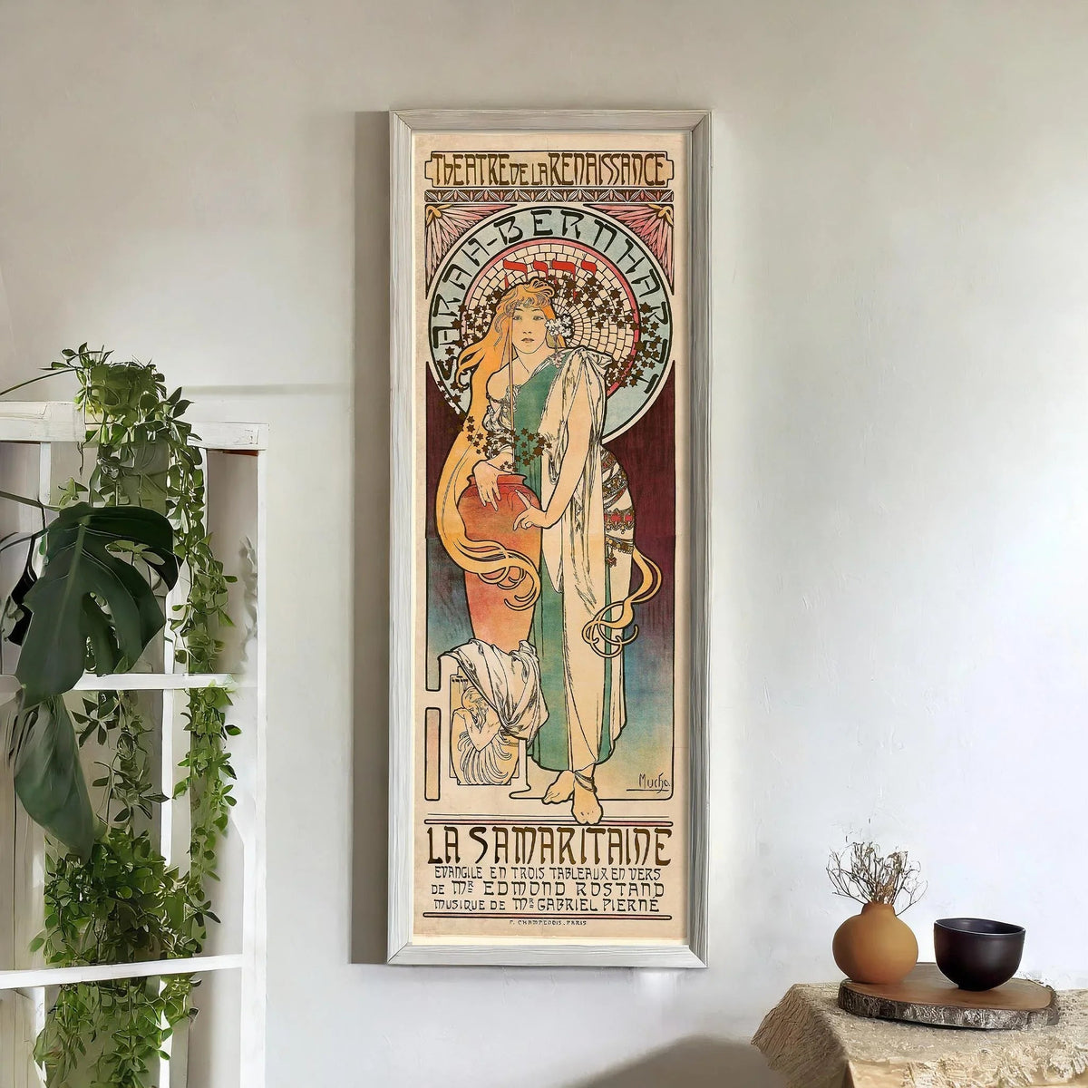 Affiche Théâtre Vintage Alphonse Mucha La Samaritaine : Reproduction Encadrée