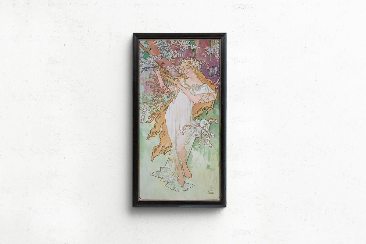 Alphonse Mucha - Les Saisons (Spring/Printemps) | Vintage Narrow Vertical Art (available handframed or unframed) 2x1