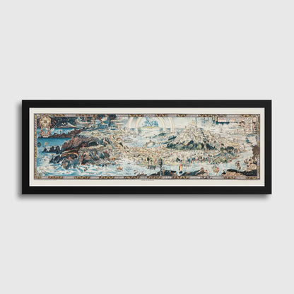 Vintage Fairytale Map Print: Detailed Fairyland Art for Kid's Room