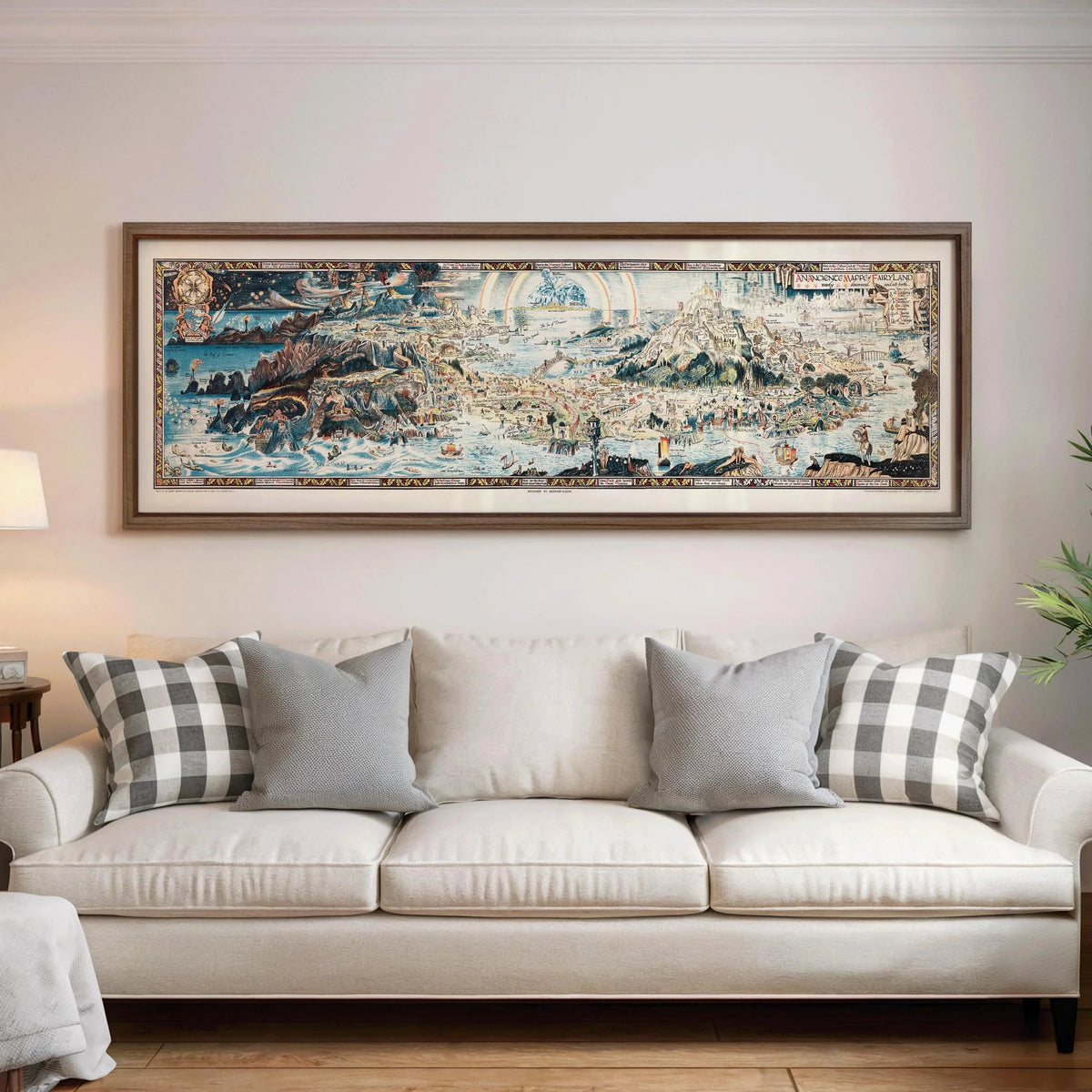 Vintage Fairytale Map Print: Detailed Fairyland Art for Kid's Room
