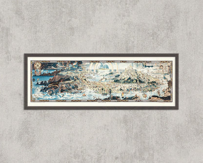 Vintage Fairytale Map Print: Detailed Fairyland Art for Kid's Room
