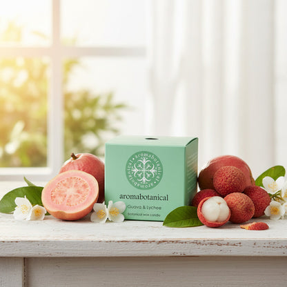 Mini bougie Goyave Litchi au parfum exotique par Aromabotanical